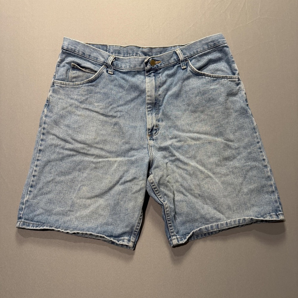 Wrangler Authentic Denim Shorts Mens 38 Blue‎ Light Wash Relaxed Fit Bermuda